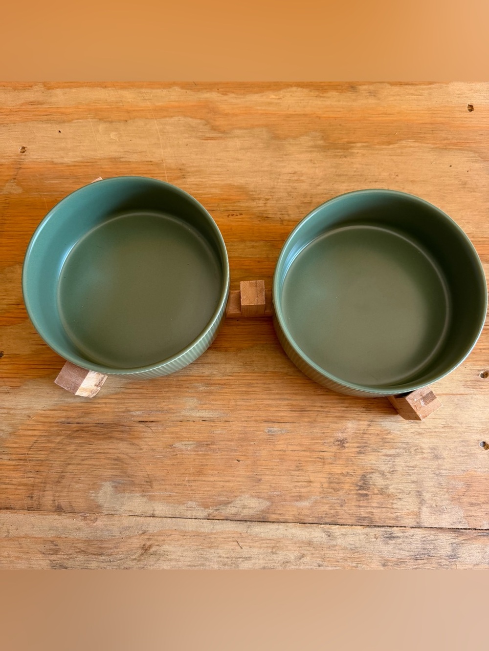 Olive Green Ceramic Dog Bowls - Set of 2
